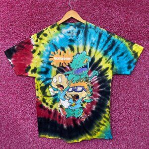 Rugrats Reptar Chasing Tommy & Chucky Nickelodeon Tie Dye L